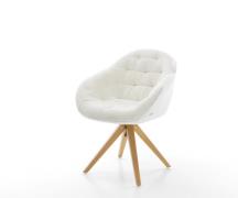 Drehstuhl Gaio-Flex Bouclé Soft Beige Holzgestell kantig Natur 180° dr...
