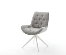 Drehstuhl Taimi-Flex Strukturstoff Soft Grau Kreuzgestell breit Weiß 3...