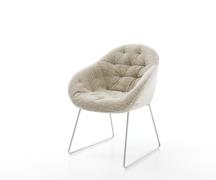 Esszimmerstuhl Gaio-Flex Webstoff Soft Beige Kufengestell Edelstahl