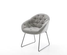 Esszimmerstuhl Gaio-Flex Strukturstoff Soft Grau Kufengestell Schwarz