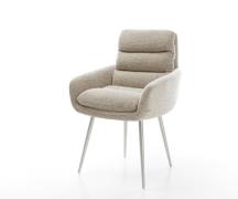 Esszimmerstuhl Abelia-Flex mit Armlehnen Webstoff Soft Beige 4-Fuß kon...