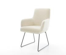 Esszimmerstuhl Heira-Flex mit Armlehnen Teddystoff Beige Kufengestell ...