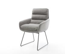 Esszimmerstuhl Abelia-Flex mit Armlehnen Strukturstoff Soft Grau Kufen...