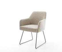 Esszimmerstuhl Greg-Flex Webstoff Soft Beige Kufengestell Schwarz Tasc...