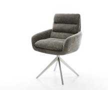Drehstuhl Abelia-Flex mit Armlehnen Bouclé Soft Schlamm Kreuzgestell b...