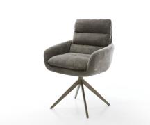 Drehstuhl Abelia-Flex mit Armlehnen Bouclé Soft Schlamm Kreuzgestell b...