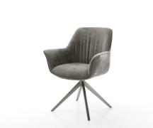 Drehstuhl Keila-Flex mit Armlehnen Bouclé Soft Schlamm Kreuzgestell br...