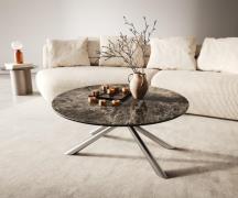 Couchtisch Edge Rund 90x90 cm Keramik Laminam® Emperador Extra Lucidat...