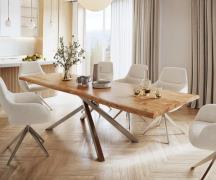 Esstisch Edge 280x100 XL Akazie Natur Kreuzgestell Rechteck Edelstahl ...