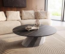 Couchtisch Edge Rund 100x100 cm Keramik Laminam® Noir Desir Braun Para...
