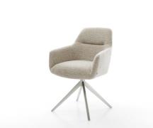 Drehstuhl Pejo-Flex Webstoff Soft Beige Kreuzgestell breit Edelstahl 3...