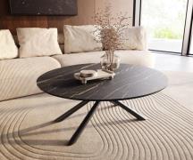 Couchtisch Edge Rund 100x100 cm Keramik Laminam® Noir Desir Braun Sari...