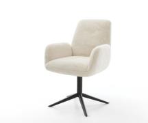 Drehstuhl Zoa-Flex Plüsch Creme-Weiß Fußkreuz Schwarz 360° drehbar Wip...