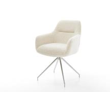 Esszimmerstuhl Pejo-Flex Teddystoff Beige Kreuzgestell konisch Edelsta...