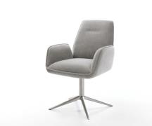 Drehstuhl Zoa-Flex Strukturstoff Soft Grau Fußkreuz Edelstahl 360° dre...