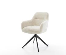 Drehstuhl Pejo-Flex Plüsch Creme-Weiß Kreuzgestell breit Schwarz 360° ...