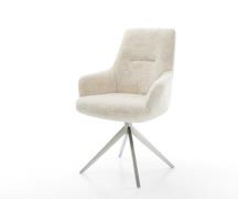 Drehstuhl Zelia-Flex mit Armlehnen Plüsch Creme-Weiß Kreuzgestell brei...