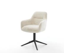 Drehstuhl Pejo-Flex Plüsch Creme-Weiß Fußkreuz Schwarz 360° drehbar Wi...