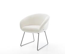 Esszimmerstuhl Vinka-Flex mit Armlehnen Bouclé Soft Beige Kufengestell...