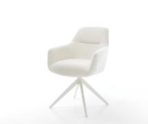 Drehstuhl Pejo-Flex Bouclé Soft Beige Kreuzgestell breit Weiß 360° dre...