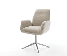 Drehstuhl Zoa-Flex Webstoff Soft Beige Fußkreuz Edelstahl 360° drehbar...
