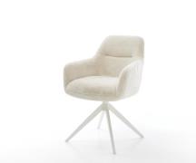 Drehstuhl Pejo-Flex Plüsch Creme-Weiß Kreuzgestell breit Weiß 360° dre...