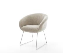 Esszimmerstuhl Vinka-Flex mit Armlehnen Webstoff Soft Beige Kufengeste...