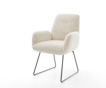 Esszimmerstuhl Zoa-Flex Plüsch Creme-Weiß Kufengestell Schwarz Taschen...