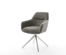 Drehstuhl Pejo-Flex Bouclé Soft Schlamm Kreuzgestell breit Edelstahl 3...