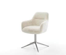 Drehstuhl Pejo-Flex Plüsch Creme-Weiß Fußkreuz Edelstahl 360° drehbar ...