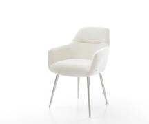 Esszimmerstuhl Pejo-Flex Bouclé Soft Beige 4-Fuß konisch Edelstahl Tas...