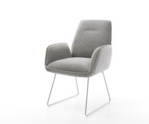 Esszimmerstuhl Zoa-Flex Strukturstoff Soft Grau Kufengestell Edelstahl...