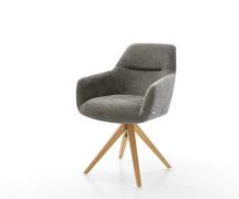 Drehstuhl Pejo-Flex Bouclé Soft Schlamm Holzgestell kantig Natur 180° ...