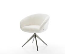 Drehstuhl Vinka-Flex mit Armlehnen Bouclé Soft Beige Kreuzgestell brei...