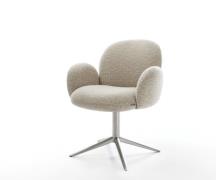 Drehstuhl Nube-Flex mit Armlehnen Webstoff Soft Beige Fußkreuz Edelsta...