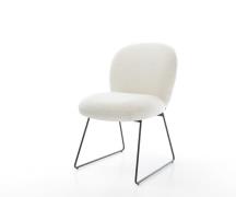 Esszimmerstuhl Nube-Flex Bouclé Soft Beige Kufengestell Schwarz Tasche...