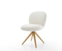 Drehstuhl Nube-Flex Bouclé Soft Beige Holzgestell kantig Natur 180° dr...