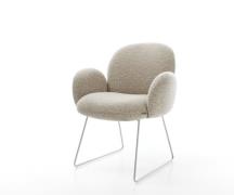 Esszimmerstuhl Nube-Flex mit Armlehnen Webstoff Soft Beige Kufengestel...