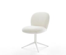 Drehstuhl Nube-Flex Bouclé Soft Beige Fußkreuz Weiß 360° drehbar Wippf...