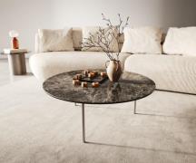 Couchtisch Edge Rund 90x90 cm Keramik Laminam® Emperador Extra Lucidat...