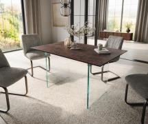 Esstisch Edge 140x90 Glas Antique-braun Gestell Glas