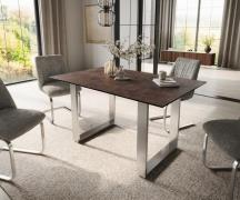 Esstisch Edge 140x90 Glas Antique-braun Edelstahl Schmal