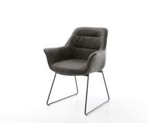 Esszimmerstuhl Kaira-Flex Mikrofaser Anthrazit Vintage Kufengestell Sc...