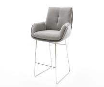 Barstuhl Clea-Flex Strukturstoff Soft Grau Kufengestell Edelstahl Tasc...