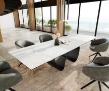 Esstisch Edge 200-300x100 cm Keramik Laminam® Statuarietto Weiß Infini...