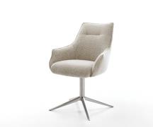 Drehstuhl Alja-Flex mit Armlehnen Webstoff Soft Beige Fußkreuz Edelsta...