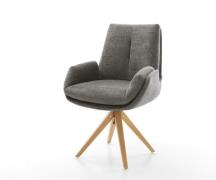 Drehstuhl Clea-Flex Bouclé Soft Schlamm Holzgestell kantig Natur 180° ...