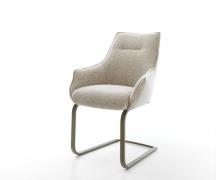 Freischwinger Alja-Flex mit Armlehnen Webstoff Soft Beige Freischwinge...