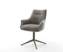 Drehstuhl Alja-Flex mit Armlehnen Bouclé Soft Schlamm Fußkreuz Effektf...