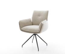 Esszimmerstuhl Nela-Flex Webstoff Soft Beige Kreuzgestell konisch Schw...